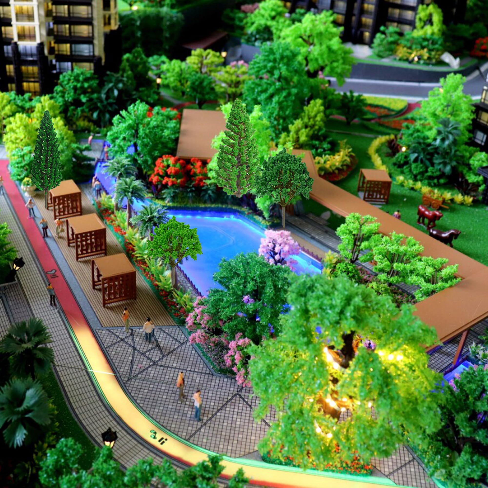 30 Pieces Model Trees Mixed 1.7-6 inch Fake Miniature Trees and Artificial Moss Rocks Diorama Architecture Mini Tress for Crafts Building Model Railway Scenery Landscape Supplies