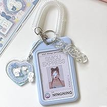 RUNRAYAY Blue Acrylic Kpop Photocard Holder with Pendant, Kawaii