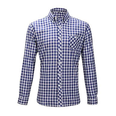 TK-Gruppe Oktoberfest Wiesn Hemd Slimfit Herren Trachtenhemd Baumwolle M/L kariert rot + blau/weiß Weiss (M, blau/weiß)