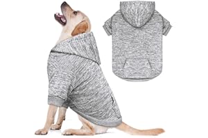 QDYU Dog Sweaters for Large Dogs,Dog Hoodie Fleece Pet Sweater Soft Clothes Sweatshirt with Pocket Pet Hoodie for Large Dogs(Grey&L)