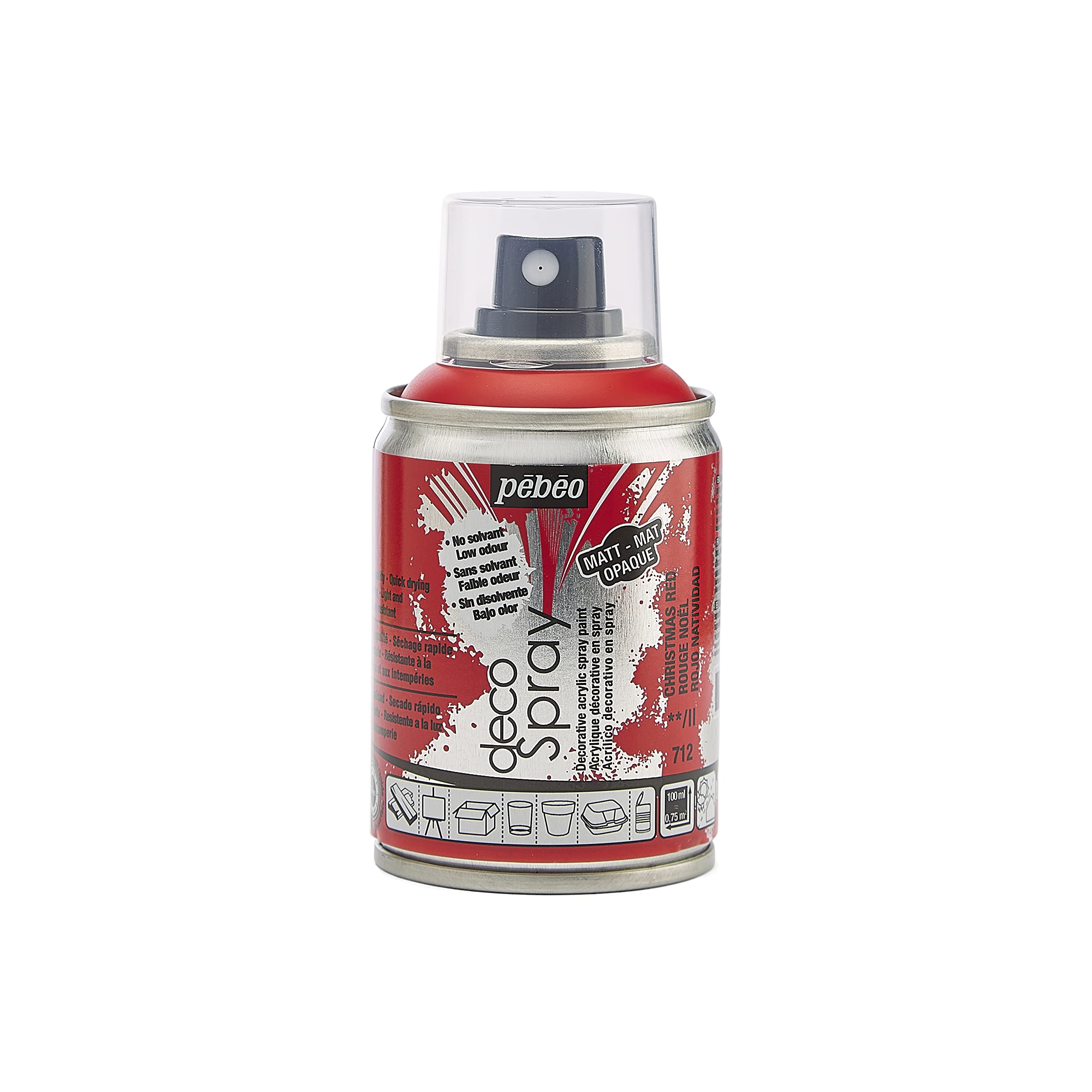 Pebeo 100ml Deco Spray, Acrylic, Christmas Red, 10.5 x 5.2 x 5.2 cm, 093712