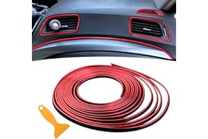 Spurtar Red Aesthetic Interior Car Accessories for Women Men Car Mods Trim Strips- Universal Interior Decorative Auto Accessories Molding Line Fun Truck Parts for Air Vent & Dashboard,16.4ft /5M