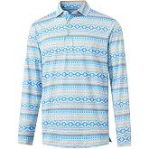 M MAELREG Golf Shirts for Men Dry Fit Performance Moisture Wicking Casual Print Collared Long Sleeve Polo Shirts for Men