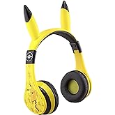eKids Pokemon Kids Bluetooth Headphones, Wireless Headphones with Microphone Includes Aux Cord, Volume Reduced Kids Foldable Headphones for School, Home, or Travel,Yellow