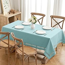 MIULEE Aqua Blue Polyester Linen Rectangle