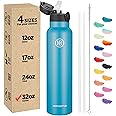 Han's Bottle Sports Water Bottle - 32 Oz, Straw Lid, Leak Proof, Vacuum Insulated Stainless Steel, Double Walled, Thermo Mug,Ocean