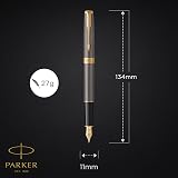 Parker Sonnet Fountain Pen Grey Lacquer Gold Trims Medium Nib Gift Box view 2