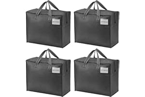 VENO 4 Pack Heavy Duty Moving Bags, Storage Bags, Packing Supplies, Top Zipper, Storage Totes for Camping, Clothes, Bedding, Comforters, Pillows (13 Gallon Dark Gray, 4 Pack)