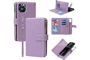 ELTEKER Case for iPhone 12/iPhone 12 Pro Wallet Case,2 in 1 Detachable Flip Wallet Case with Zipper [Premium Leather][6 Card 