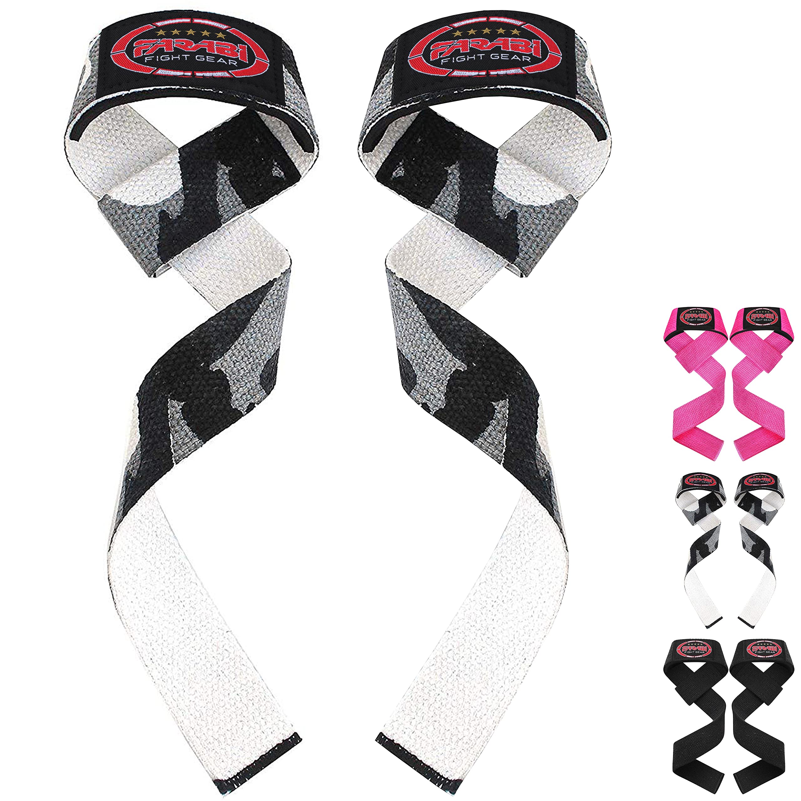Farabi Sports Weight Lifting Gym Bar Straps No Slip With Modern Gel Flex Grips for Training, Powerlifting, Deadlift, Bodybuilding (Camo)