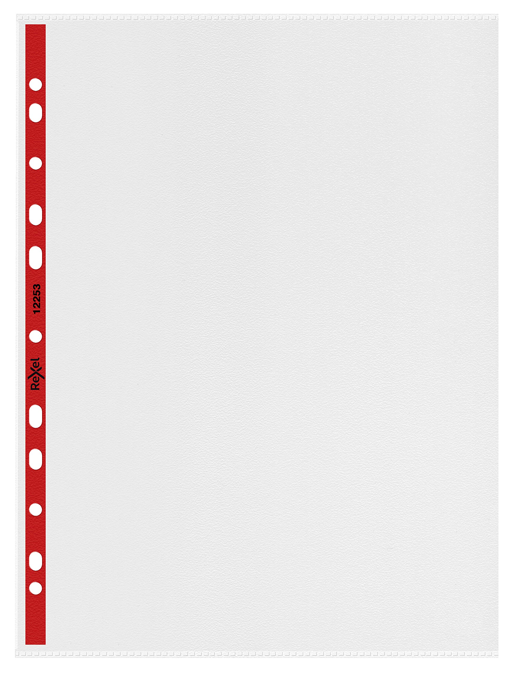 Rexel Quality A4 Punched Pockets with Red Spine, Left Opening, Embossed, Pack of 25, 12253 — image 1