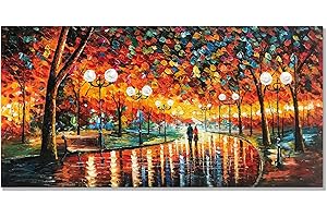 Alenoss Modern Oil Paintings on Canvas Large Wall Art 24x48 Inches Romantic Abstract Paintings Contemporary Art Colorful Artwork Wall Decor for Bathroom Living Room