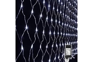 Lyhope 12ft x 5ft 360 LED Christmas Net Lights, 8 Modes Low Voltage Mesh Christmas Decorative Lights for Xmas Trees, Bushes, 