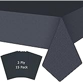 SWGIEEI Black Tablecloths for Rectangle Tables 15 Pack, 54''×108'' Disposable Paper Table Cloth for 3-9 Ft Tables, Paper & Plastic Party Table Cover for Birthday, Outdoor, Wedding, Banquet