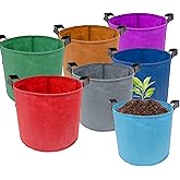 7 Pack 5 Gallon Plant Grow Bags - Mixed 7 Colors with Reinforced Handles & Aeration Design, Ideal for Tomato, Flowers & Fruits