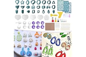 Yofuly Polymer Clay Cutters, 174 Pcs Mini Clay Cutters for Earrings Making, Polymer Clay Cutter Tools with Flower Polymer Clay Molds and Jewelry Accessories, Clay Cutters for Polymer Clay Jewelry
