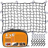 4’x6’ Truck Cargo Netting Cargo Net Expands to 8' x 12' with 4"x4" Mesh Grid Super Duty Bungee Cargo Net Heavy Duty Cargo Net