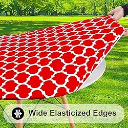 smiry Round Picnic Tablecloth, Waterproof Elastic