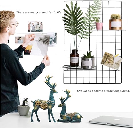 Wjsx Grid Wall Diy Eisen Gitter Der Fotowand Eisen Gitter Pinnwand Foto Wand Dekoration Pinnwand Foto Memo Hangen In Der Familie Kuche Buro Und So Weiter Schwarz 45 X 65 Cm Amazon De Kuche Haushalt