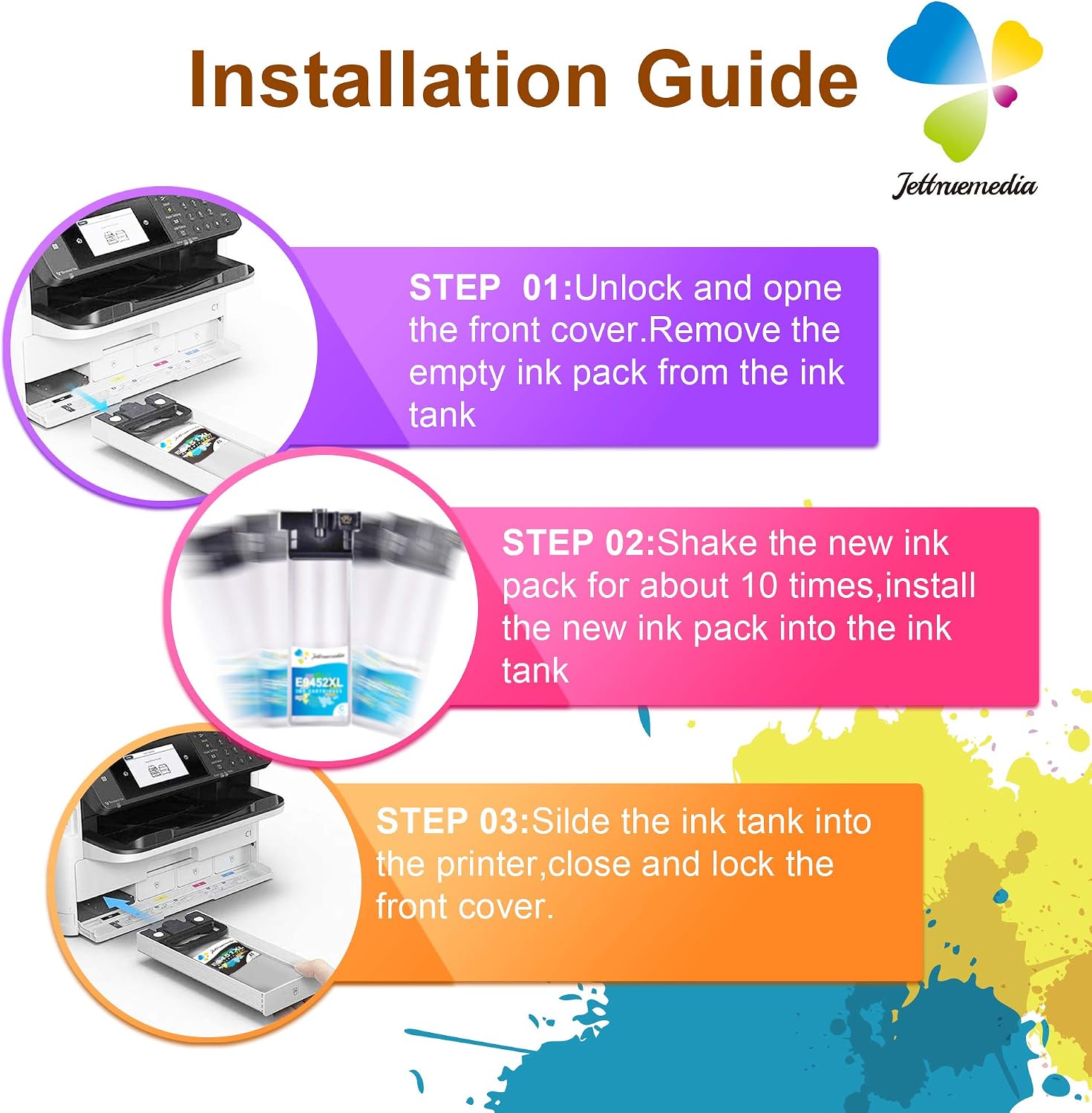 Jettruemedia T9451-T9454 Ink Cartridges Compatible with Epson T9451 T9452 T9453 T9454 Inks for Epson WorkForce Pro WF-C5710DWF WF-C5790DWF WF-C5210DW WF-C5290DW WFC5210 WFC5290 WFC5710 WFC5790(4-Pack) - Image 4