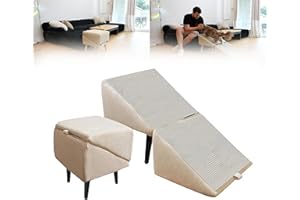 Split Footstool Ottoman Small Dog Pet Ramp for Couch, 2-in-1 Lightweight Convertible Wooden Convertible Home Step Stool Dog R