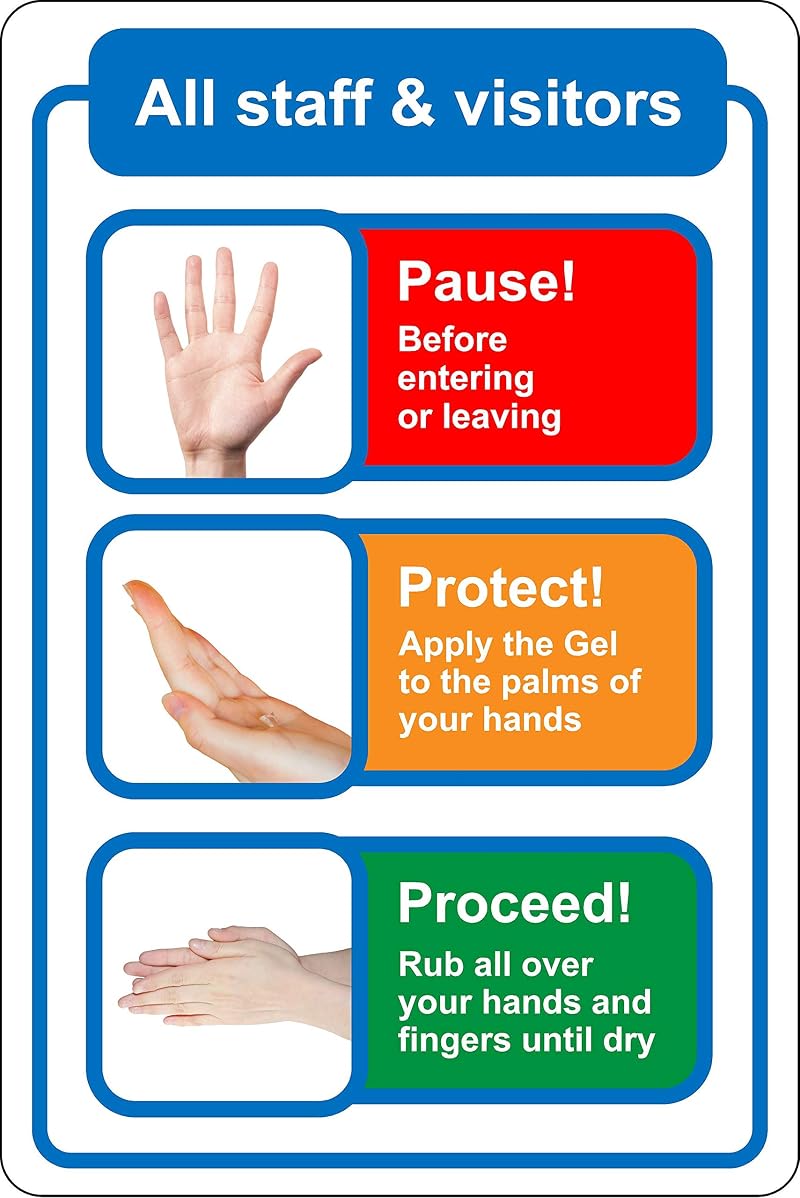 KPCM Display Hand Sanitiser Sticker 300x200mm Safety Sign Virus Prevention