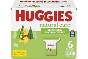 Huggies Natural Care Unscented Baby Wipes, Sensitive, 6 Refill Packs (1008 Wipes)