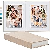 Pssoss Photo Album 5x7 with Writing Space Linen Cover 5x7 Photo Album Book Holds 20 Photos Ideal for Wedding Theme-Album and Baby Photo Albums (Beige,20 Pockets)