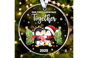 HEXMOZ First Christmas Together Ornament 2025 - Penguin Couples First Christmas Ornament - Couples Gifts for Him Her, Boyfriend Girlfriend, Married Couple Better Together Anniversary - Xmas Decoration