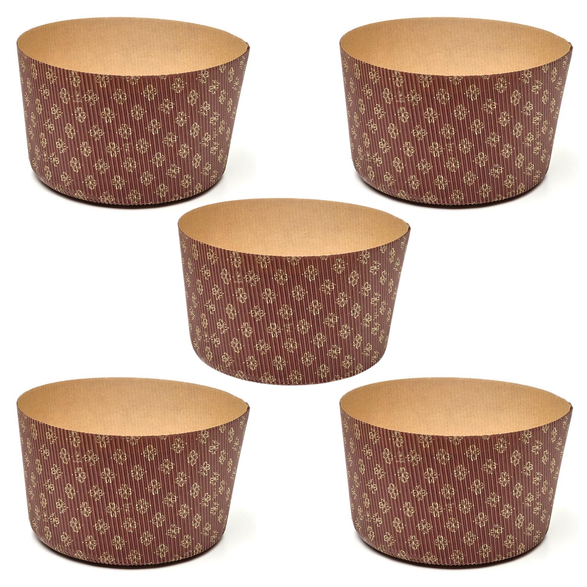 FAH FAMILY AT HOME - Panettone Mould 750g (5pcs) - Professional Panettone Pure Cellulose Corrugated Paper Microwave Designed for Panettoni, Heat Resistant 220°C