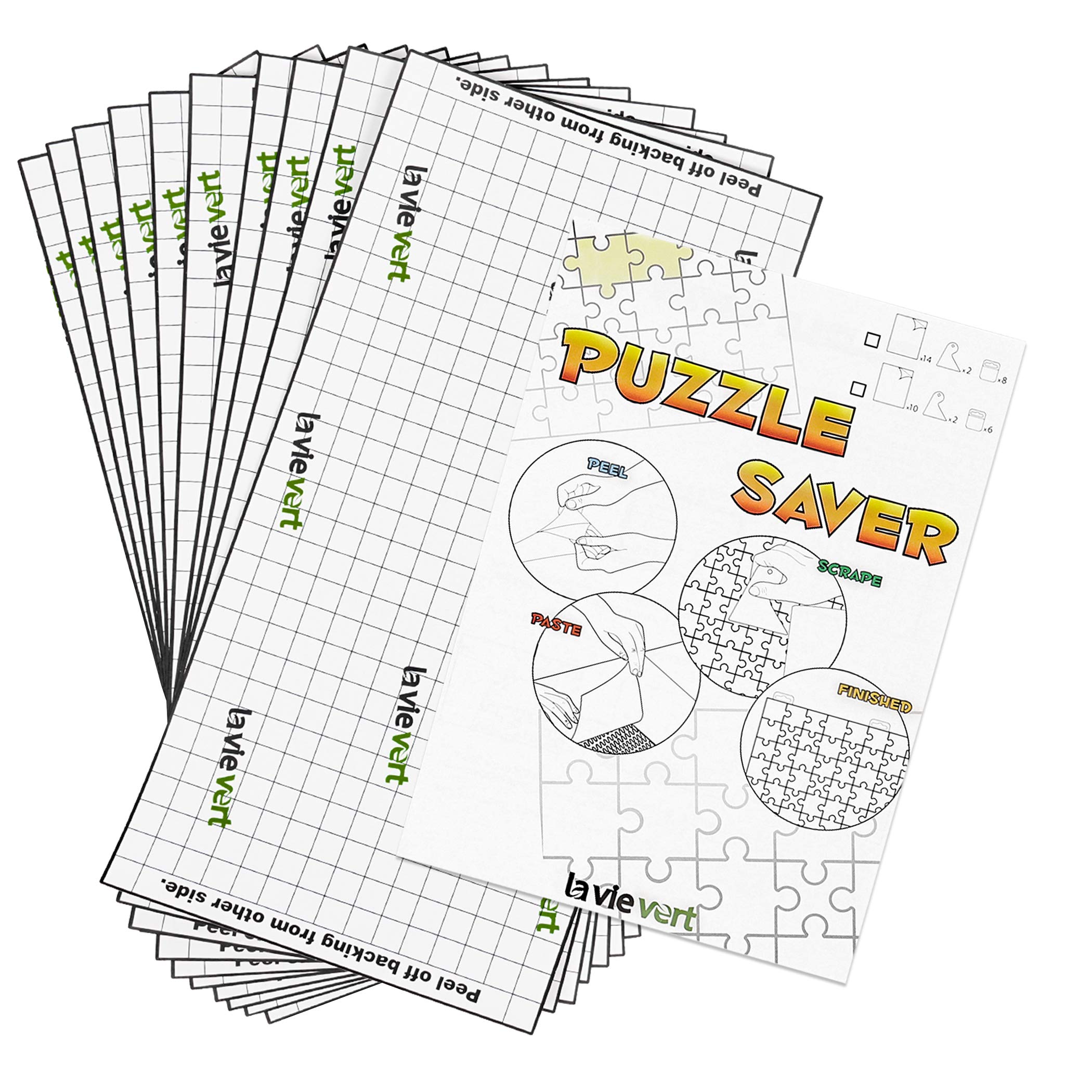 Lavievert Puzzle Saver Peel & Stick Adhesive Paper Jigsaw Glue Best Way to Preserve Your Finished Puzzle - 10 Sheets