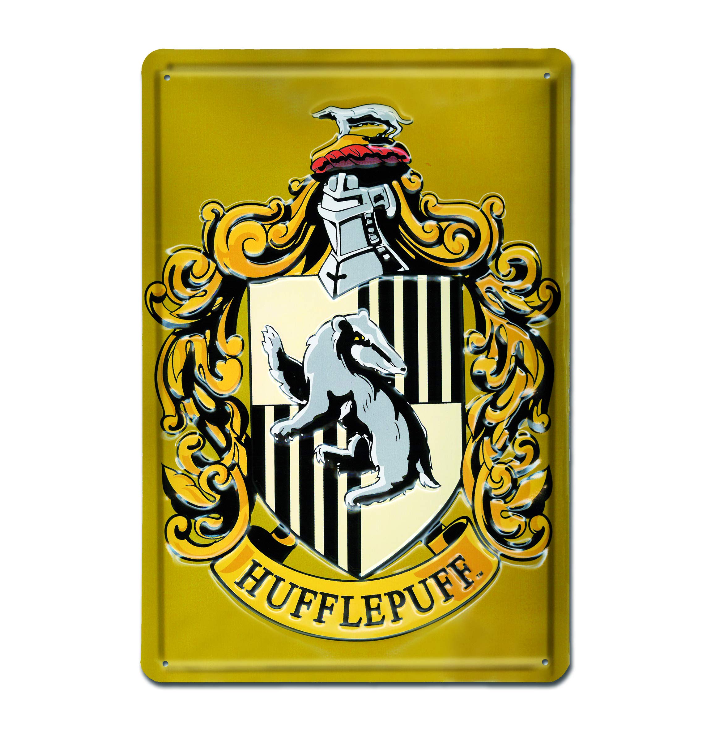 Logoshirt® Harry Potter I Hufflepuff I Crest I Logo I Tin plaque I Tin plate sign I Retro I 3D Embossing I 20x30 cm I Licensed original design