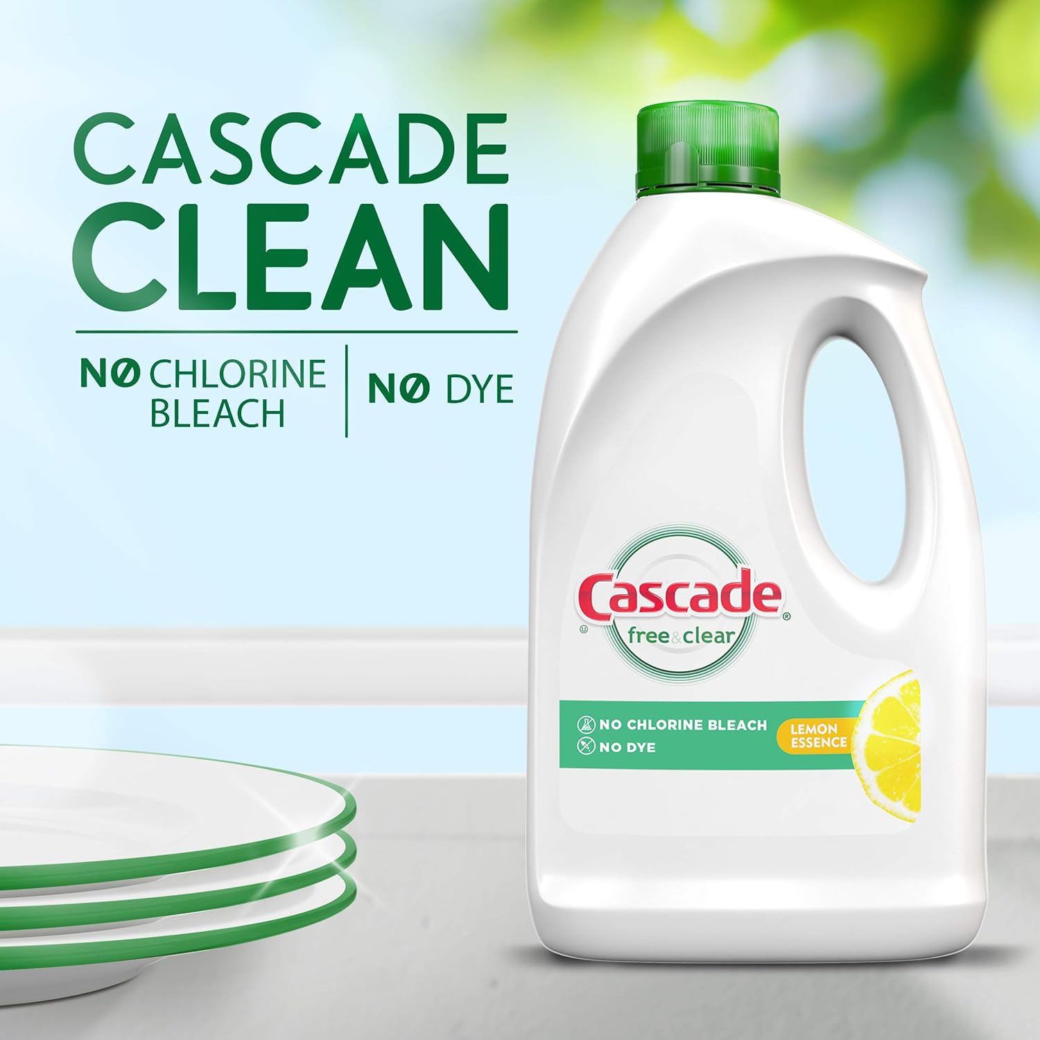 Cascade Free & Clear Gel Dishwasher Detergent Liquid Gel, Lemon Essence, 2 Count (60 fl oz ea): Health & Personal Care
