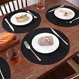 Pauwer Woven Round Placemats Set of 6 Black 38 cm Non Slip Heat Resistant view 7