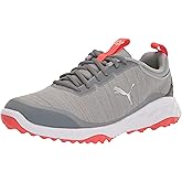 Puma Golf Men's Fusion PRO Golf Shoe, Quarry-Puma Silver-Red Blast, 11