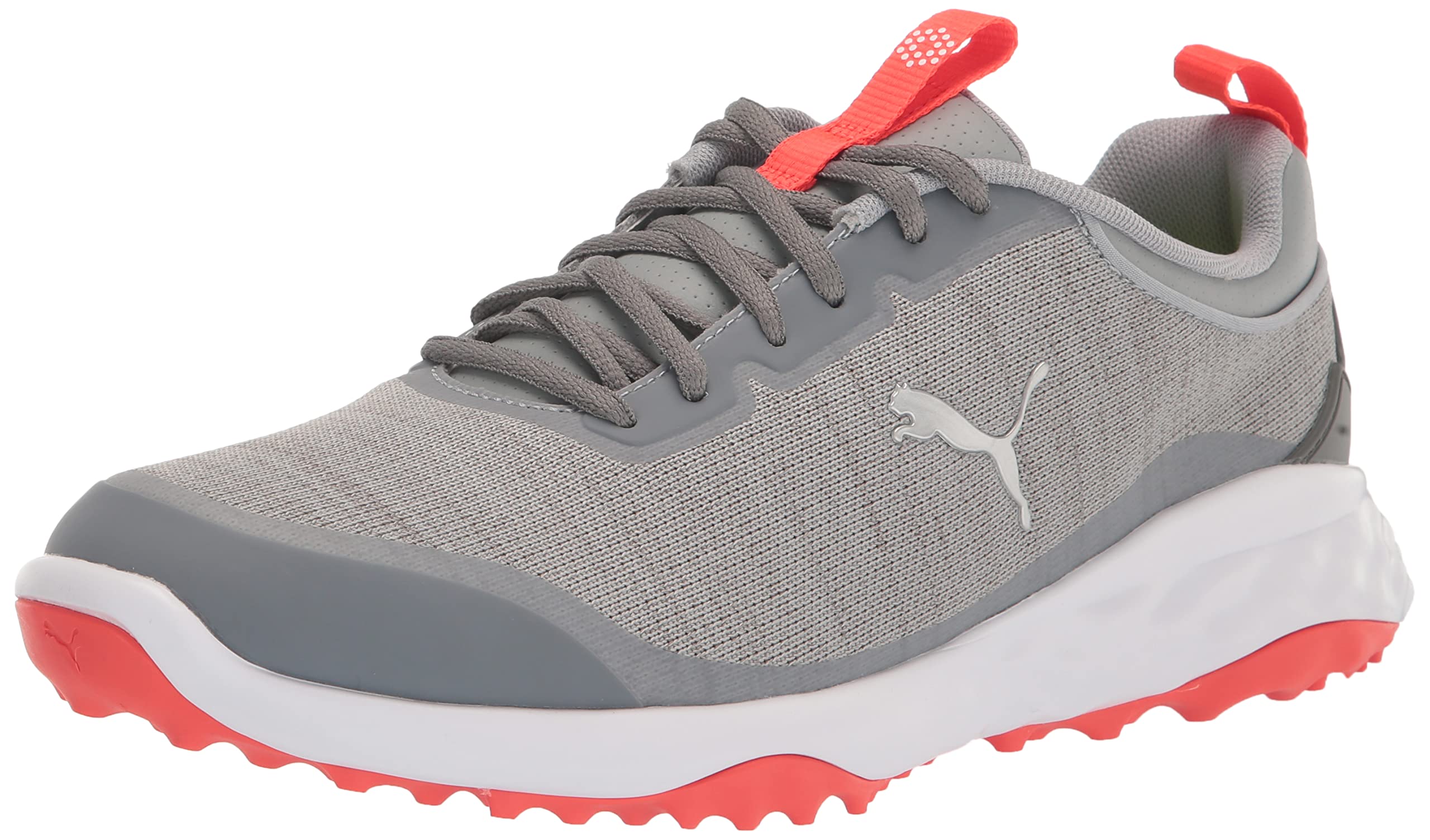 Photo 1 of PUMA Men's Fusion Pro Golf Shoe, Quarry Silver-Red Blast, 9