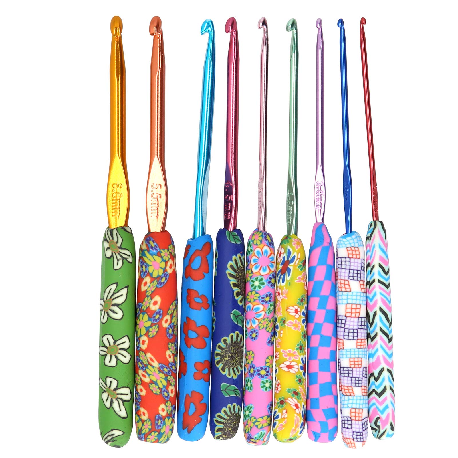 9Pcs Crochet Hook Set Fancy Markings Handle Super Beautiful Knitting Needles Tools Ergonomic Handles Needles DIY Craft Accessories for Women