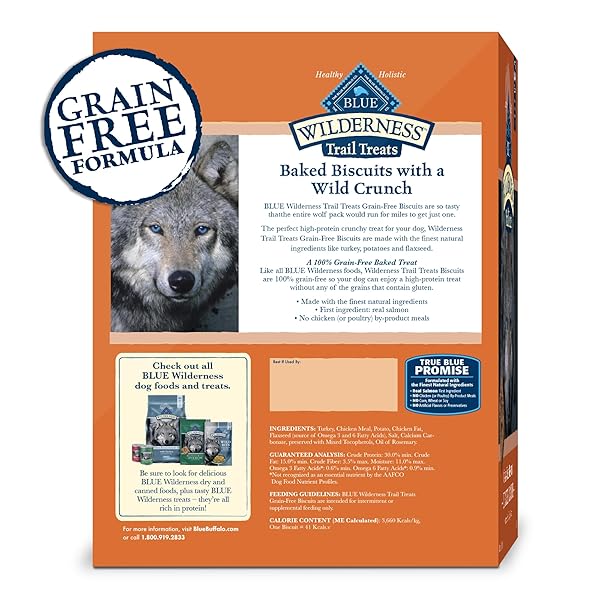 BLUE BUFFALO WILDERNESS TRAIL TREATS CRUNCHY DOG BISCUITS GRAIN-FREE AND HIGH-PROTEIN DOG TREATS, TURKEY RECIPE 36-OZ BOX