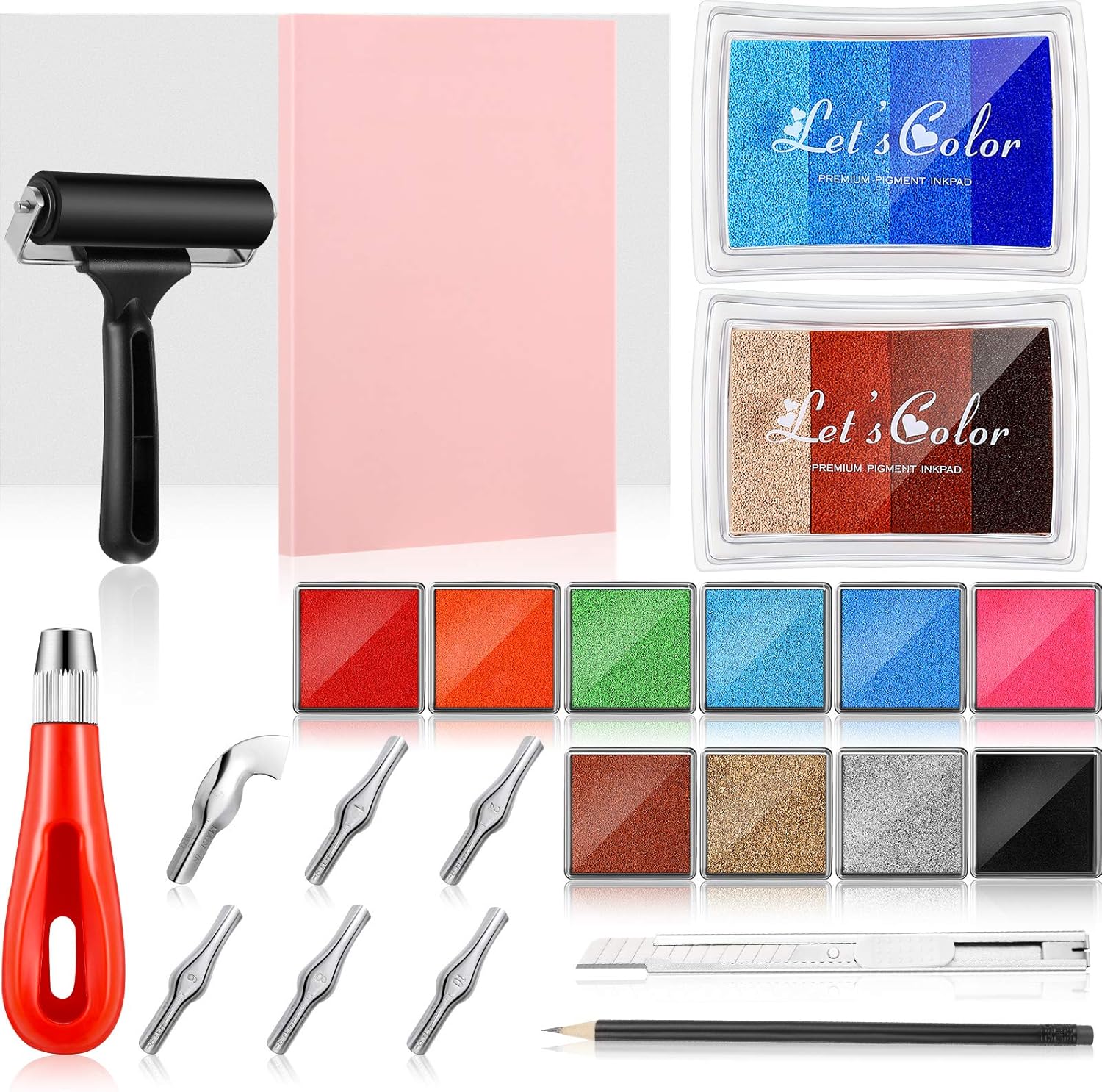 18 Pieces Rubber Stamp Making Kit Block Print Starter Tool