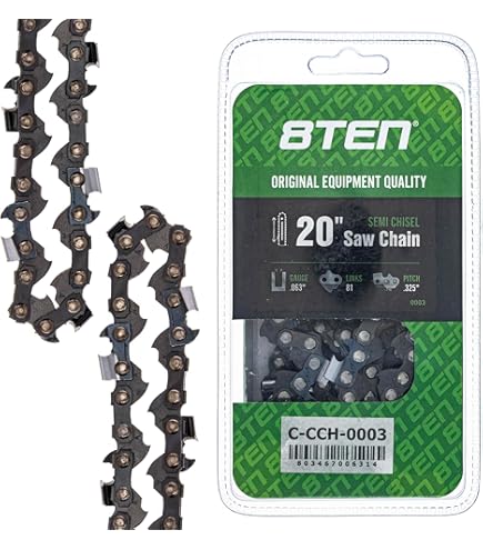 8TEN Semi Chisel Chainsaw Chain 20 Inch .063 3/8 72 DL for