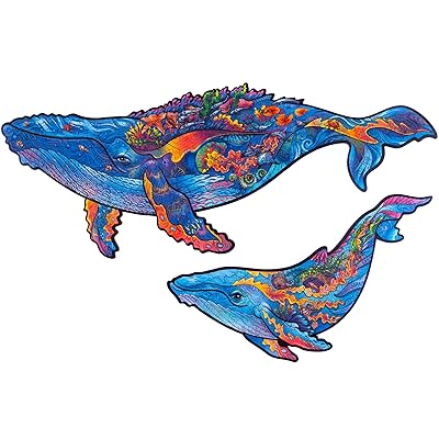 Buy Unidragon Wooden Puzzle Jigsaw Best Gift For Adults And Kids Unique Shape Jigsaw Pieces Milky Whales Medium 12 9 X 7 8 In 33 X 20 Cm Online In Indonesia B08z3h7dk5