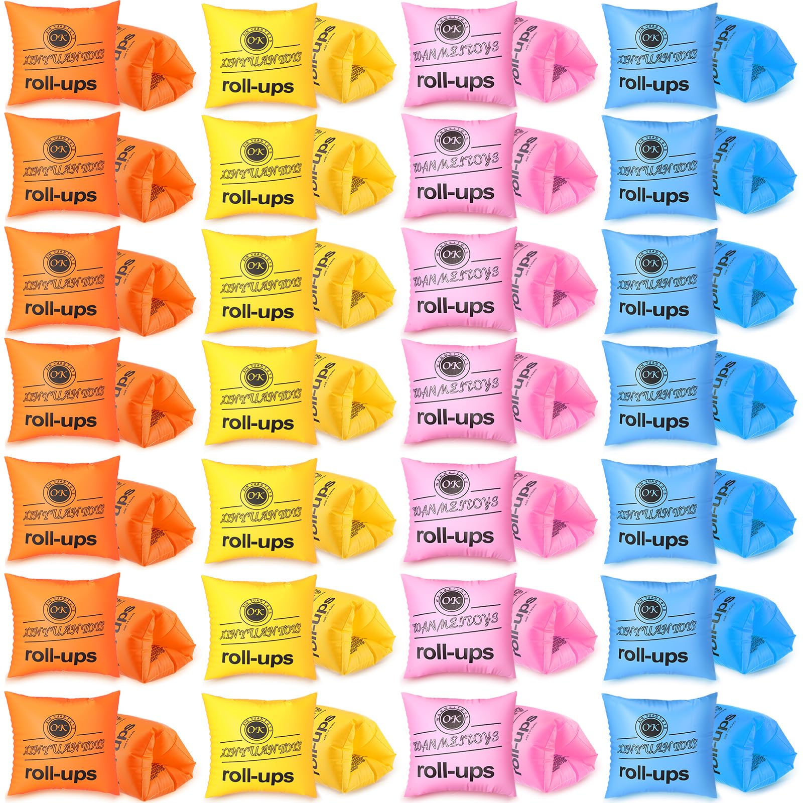 Photo 1 of Outus 56 Pcs Arm Floaties Kids PVC Arm Floaties Inflatable Swim Arm Bands Adjustable Swimming Water Wings Floater Sleeves Pool Inflatable Swimming Rings for Adults Kids Children Toddler, 4 Colors