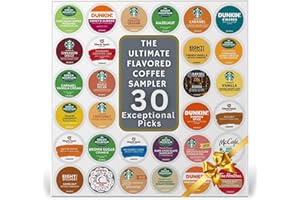 BREWANA 30 Flavored K-Cups: Unique & Exciting Variety Pack Collection" Dunkin, Green Mountain, Gloria Jean's And More (30 Unique Pods) Comes in a Nice Gift Box (Perfect for Gifting!)
