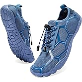 Josaywin Water Shoes for Men Quick Dry Wide Toe Aqua Shoes Adjustable Barefoot Sock for Swim Beach River Pool Surf
