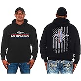 JH DESIGN GROUP Mens Ford Mustang Hoodie Distressed American Flag 2-Sided Sweatshirt