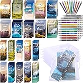 Sinmoe 120 Pcs Mother's Day Christian Bible Gifts Set Include Bible Verses Bookmarks Scripture Ballpoint Pens Christian Notebooks White Organza Bags for Church Women Men Party Decoration