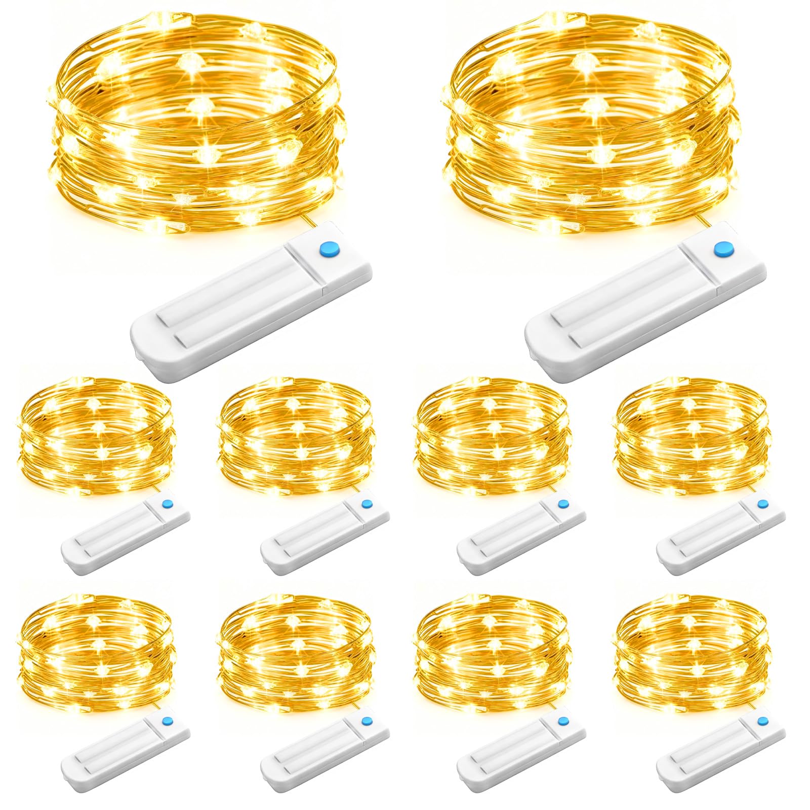 Photo 1 of 10 Pack Fairy Lights Battery Operated with Timer, 10 Ft 30 LED String Lights Indoor Outdoor, 8 Modes Waterproof Twinkle Lights for Bedroom DIY Crafts Home Party Wedding Christmas Decor, Warm White