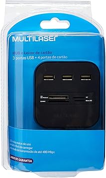 Hub Multilaser Usb 3 Portas + Leitor De Cartão Universal 2.0 - AC121