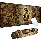 Elegant Mallard Duck Gaming Mouse Pad, Office Desk Mat, Anti-Slip Rubber Base Cool Aesthetic Mouse Pads for Computer Laptop Keyboard School Home Desktop Gamer Home Accessories Decor 31.5" x 11.8"