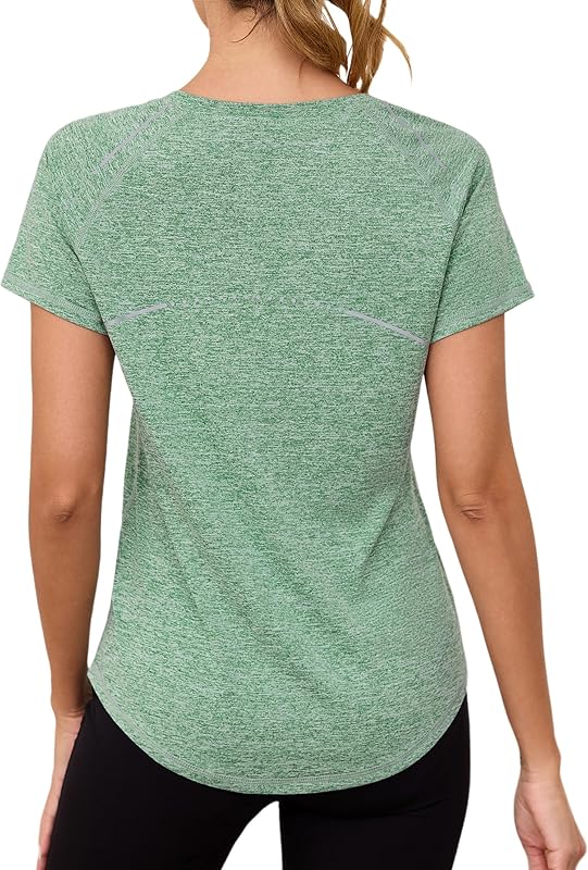 T Shirt Yoga Femme Haut Fitness Femme Manches Courtes Col V